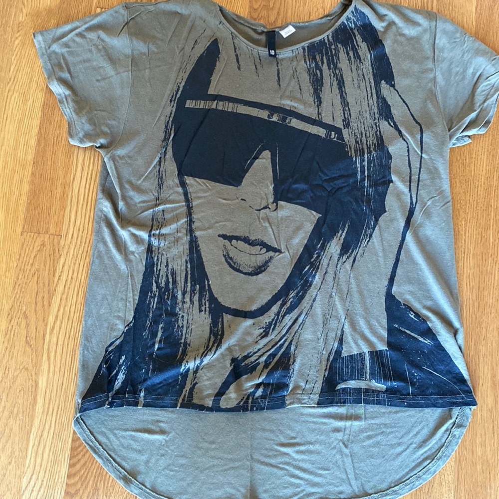 Army green Lady Gaga oversized t shirt